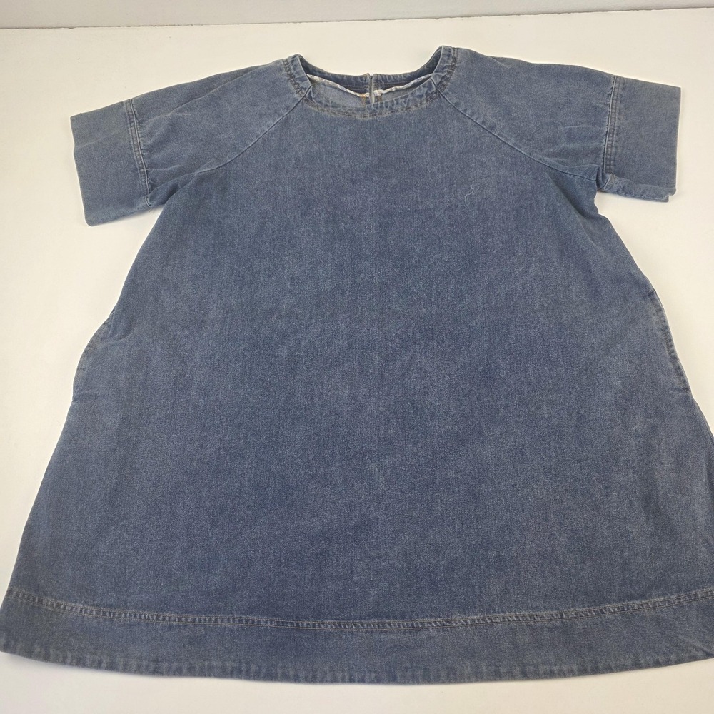 Porridge Dress Womens XL Blue Denim Short Sleeve A-Line Raglan Pockets Casual
